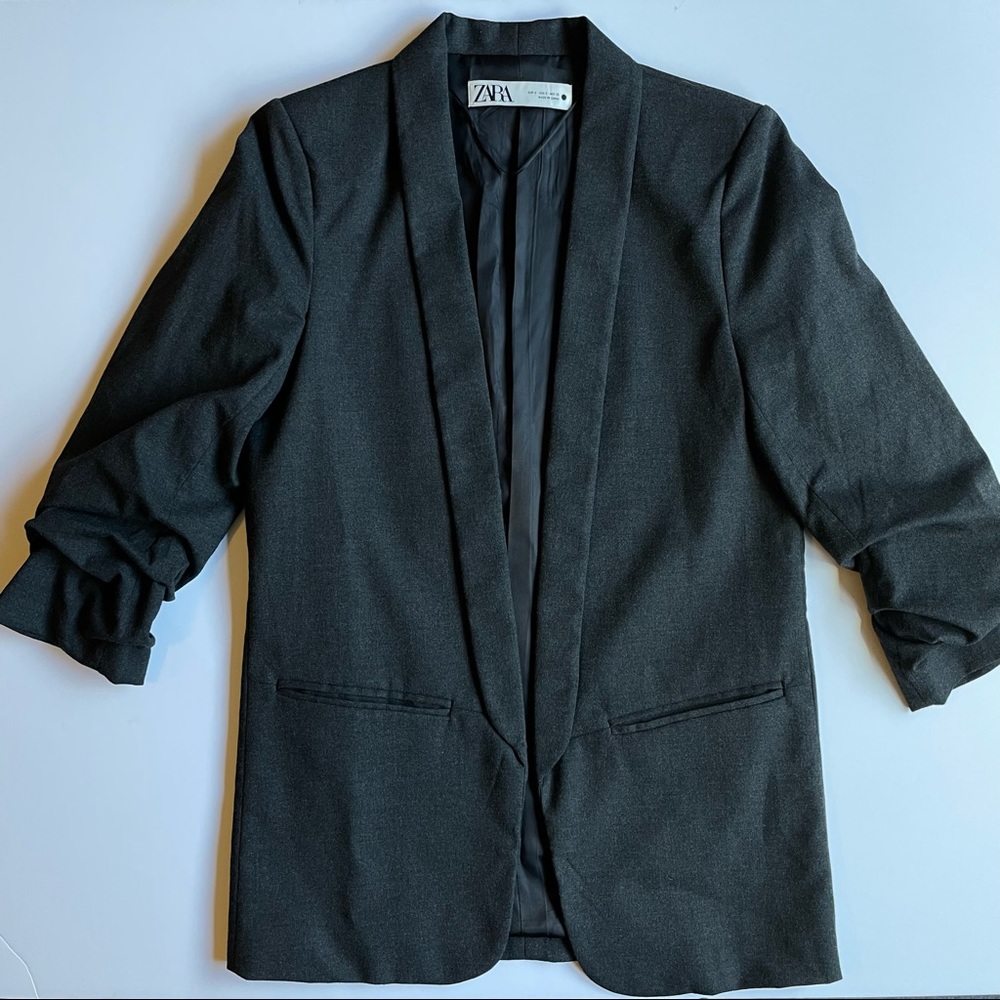 Zara Ruched Sleeve Blazer